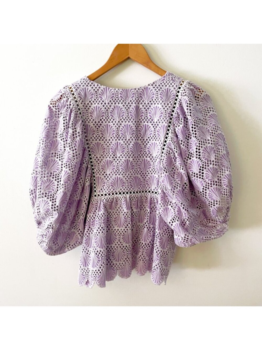 Tuckernuck Saylor Lilac Eyelet Seashell Blouse, Size Medium - Picture 3 of 6